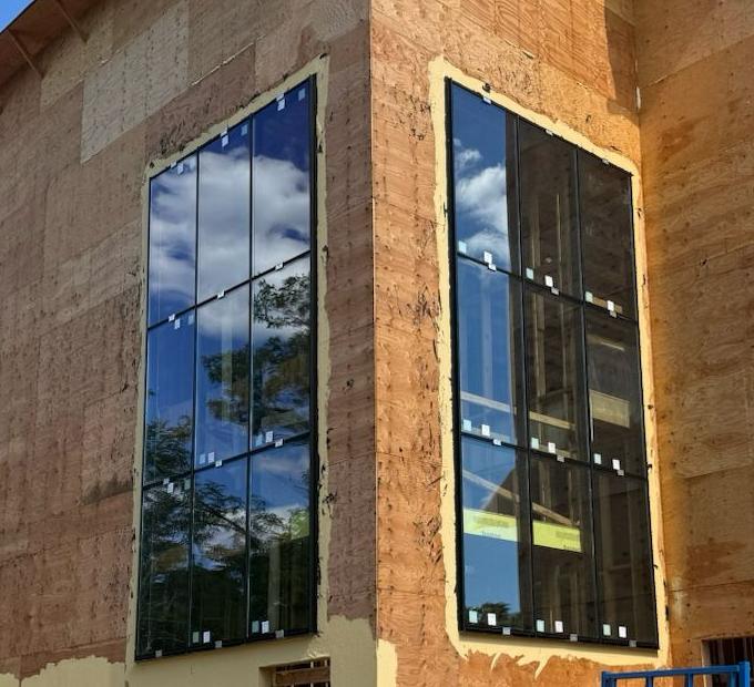 Large window wall glazing on a commercial building