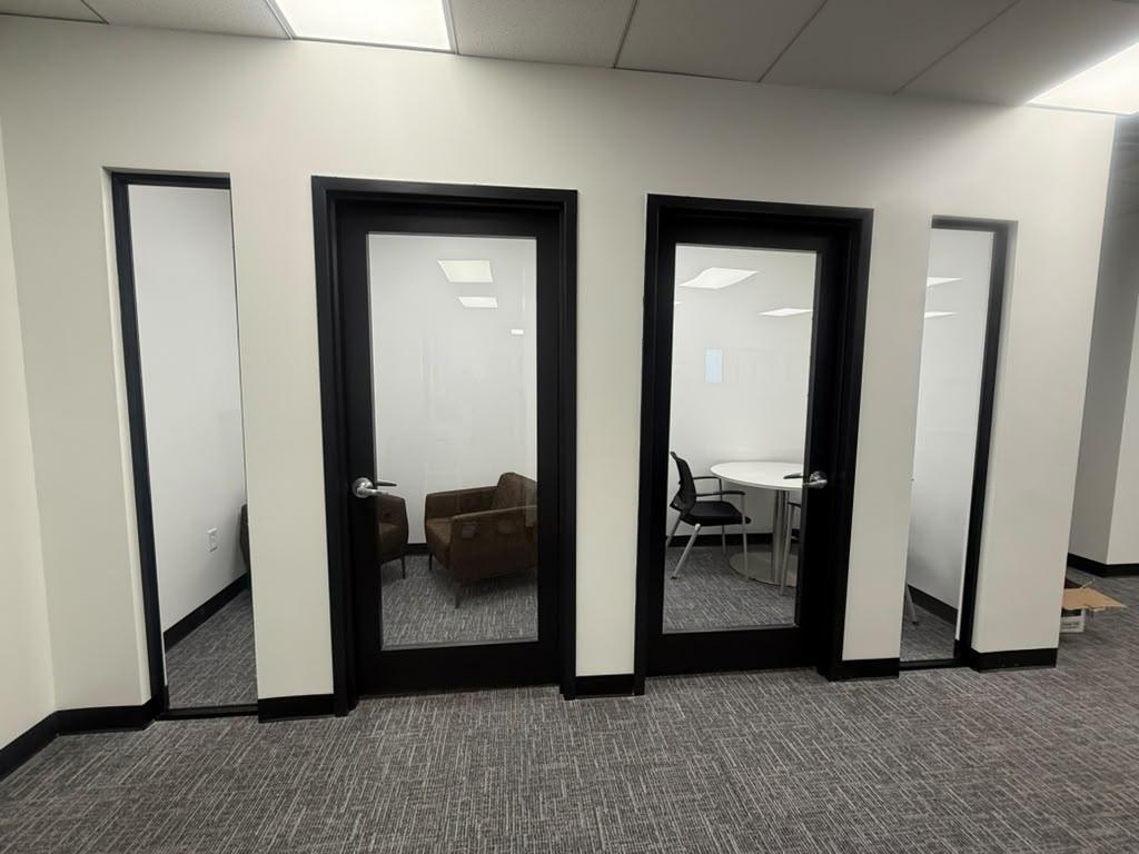 Office glass doors and sidelites with black frames