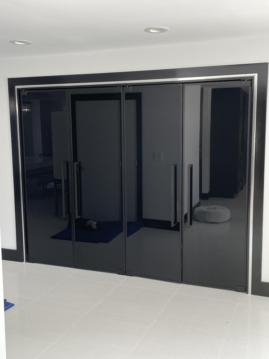 Smoked glass double doors