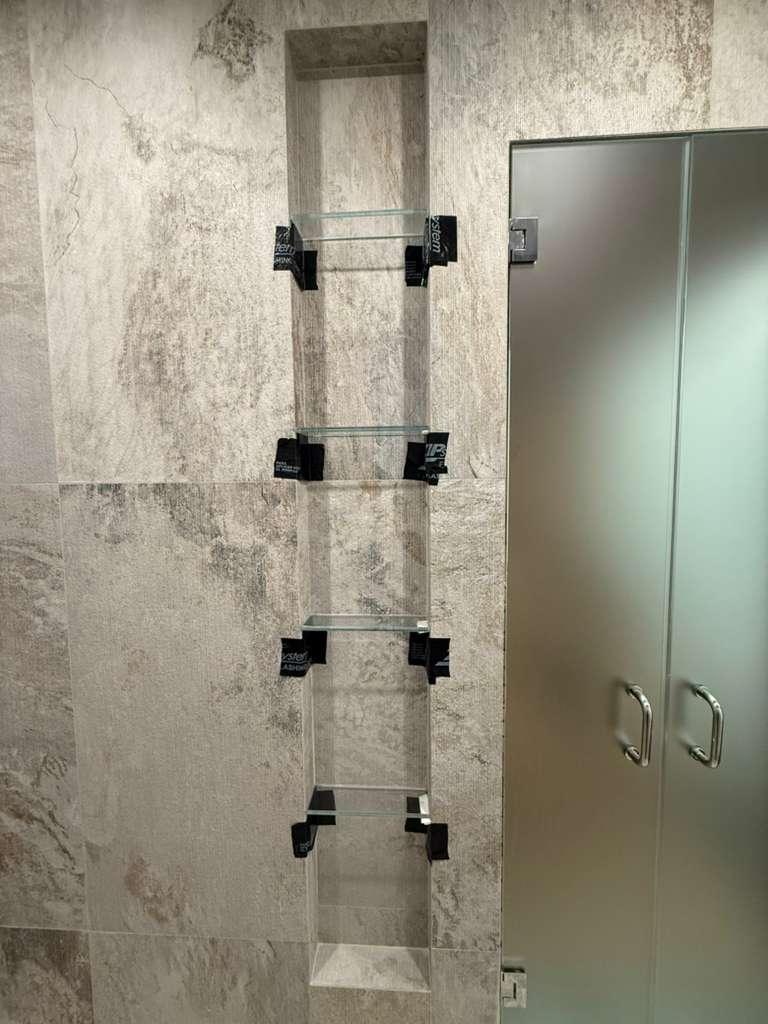 Tall commercial windows with black frames