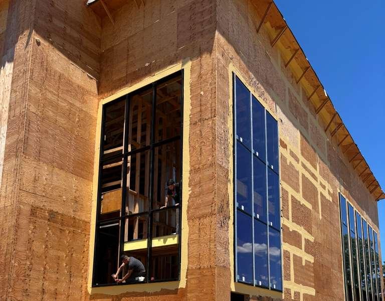 Window wall glazing on new construction